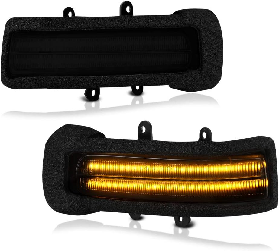 VIPMOTOZ LED Strip Side Mirror Light Turn Signal Indicator Lamp Replacement For Toyota 4Runner Tacoma Sienna RAV4, Black Housing, Smoke Lens, 2-Piece Driver & Passenger Side Set