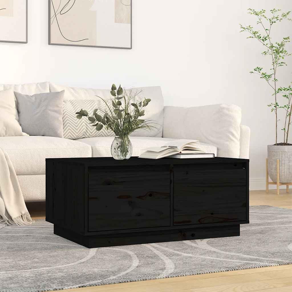 Table basse en bois massif de pin noir 80x50x35 cm design industriel