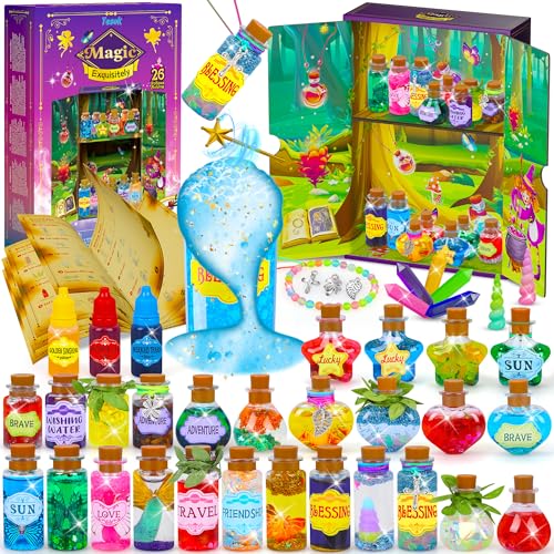 Magic Potions Kit for Kids 26 Mixed Wizard Potion Bottles Mystery Craft Set Christmas Decorations & Birthday Gift for Ages 6-10+ Girls Boys