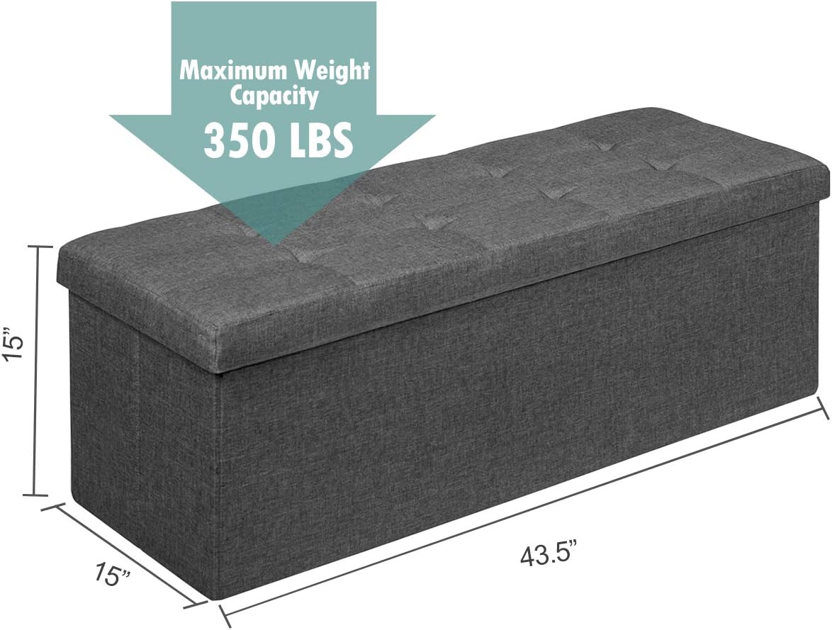 Giantex Storage Ottoman Bench, Folding Foot Rest 43.5'' with Divider, 120L Storage Space, Padded Seat Fabric Shoe Bench for Living Room Bedroom Hallway Entryway Bed End Bench (Gray) : Home & Kitchen