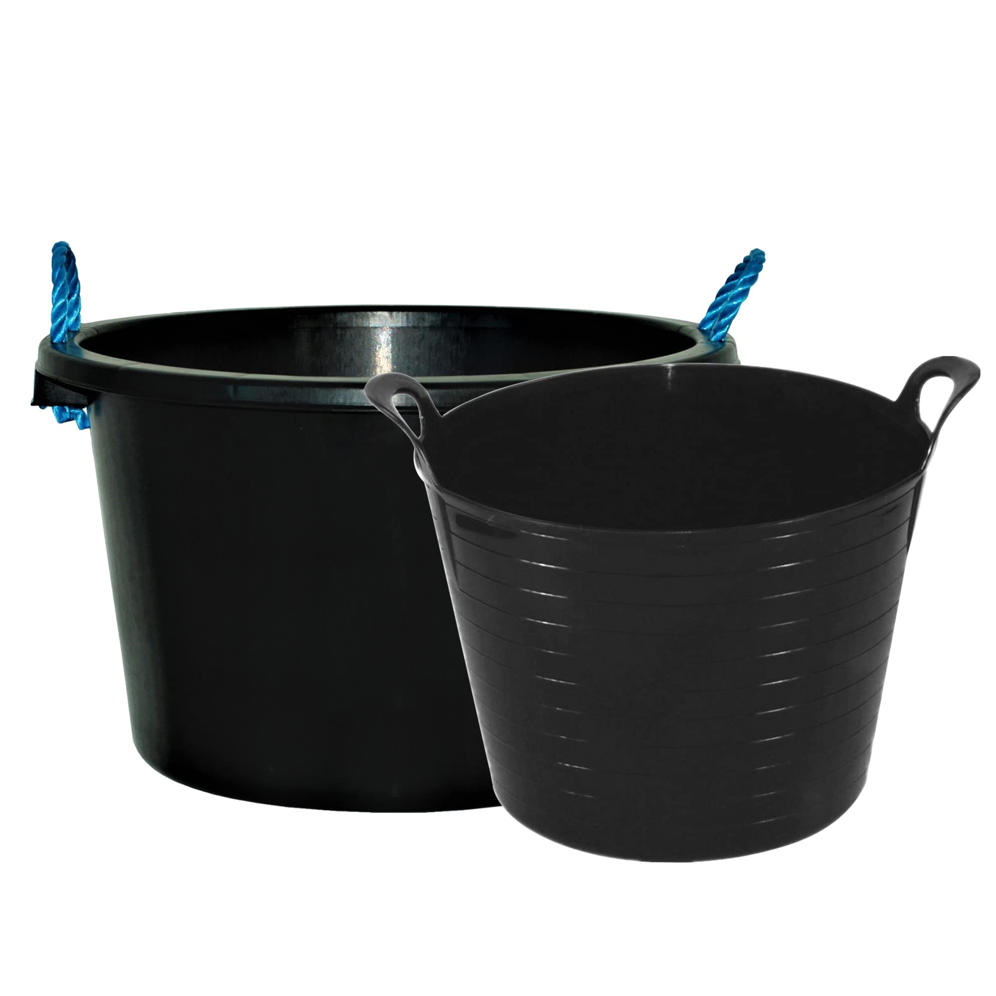 M1ss Black Pack Of Robust Versatile Large 42L Flexi Tub With 45L Storage Bucket Multipurpose Flexible Plastic Storage Container Bucket Tub Trugs Flex Tub Strong Plastic For Home Garden Construction