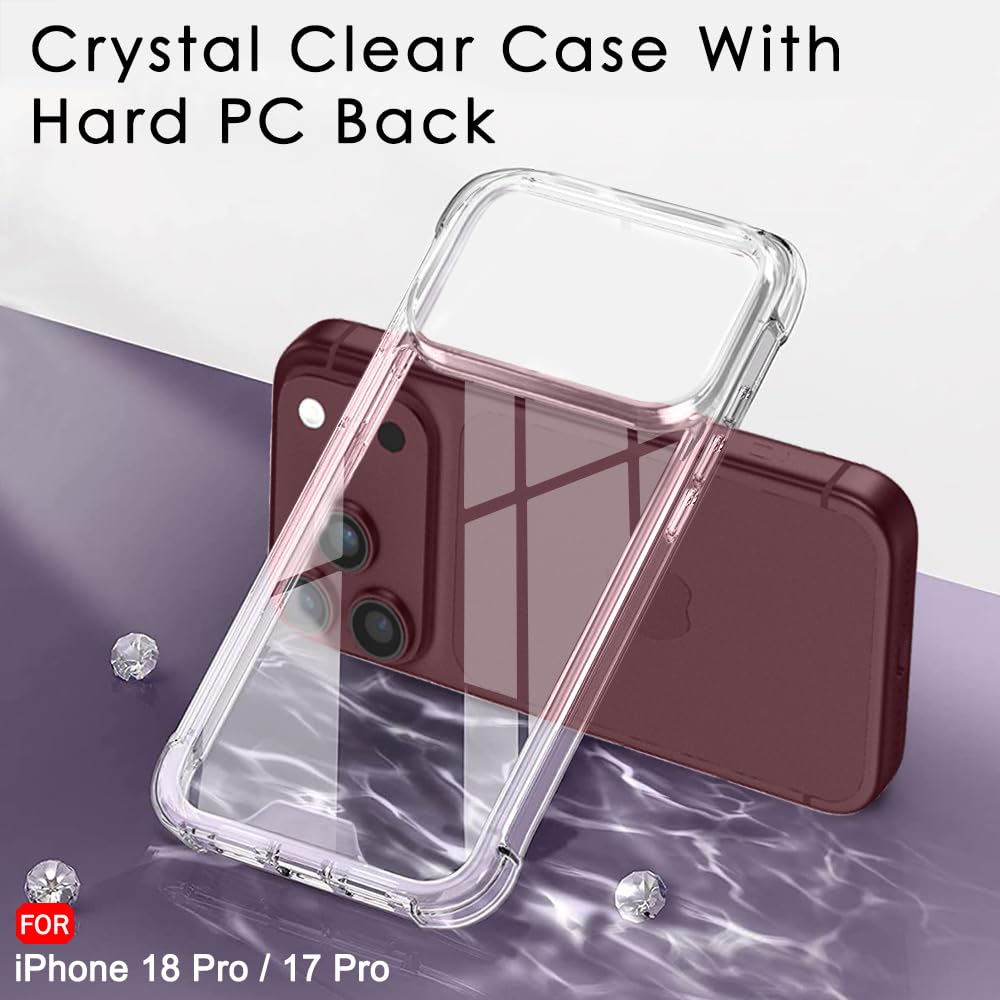 TheGiftKart Crystal Clear Back Cover Case for iPhone 18 Pro / 17 Pro | 360 Degree Protection | Shock Proof Design | Transparent Hard Back Cover Case (PC & TPU, Transparent Bumper) — Amazon image 3
