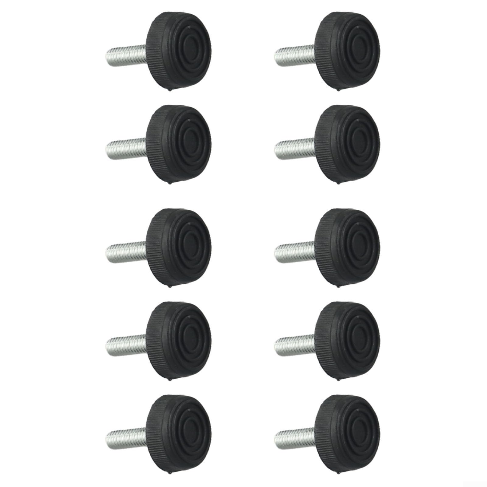 Adjustable Furniture Feet Levelers M6 M8 M10 Plastic Screw In Height Adjustable Leg Leveling Feet for Tables Chairs Stools Black Threaded Anti-Slip Floor Protectors 10 Pack(M8*30 * 30mm) — image 1