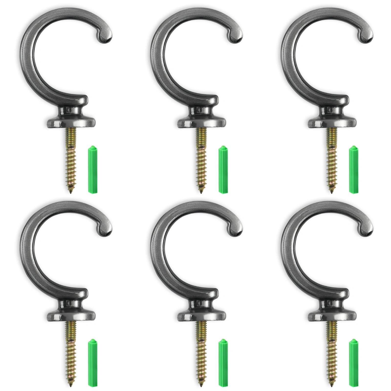 AMONENZ 6 Pieces Black Wall Curtain Tiebacks Wall Hangers Zinc Alloy Curtain Hooks Tiebacks with Expansion Tube for Bathroom Curtains Clothing Hats