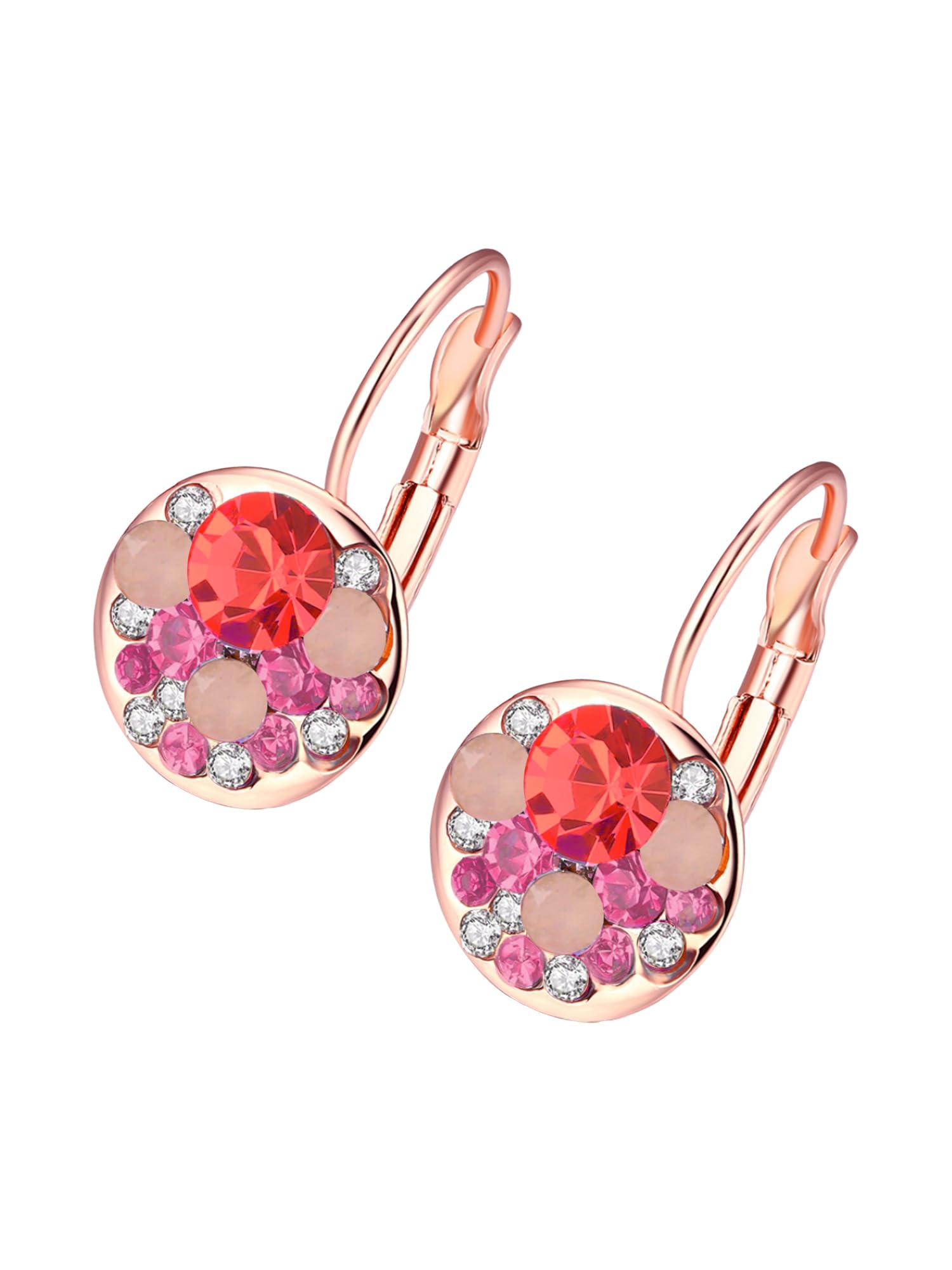 Yellow ChimesEarrings for Women and Girls | Fashion Pink Crystal Stone Earring | Rose Gold Plated Drop | Round Shaped Clip On Earrings | Accessories Jewellery for Women | Birthday Gift for Girls Anniversary Gift for Wife