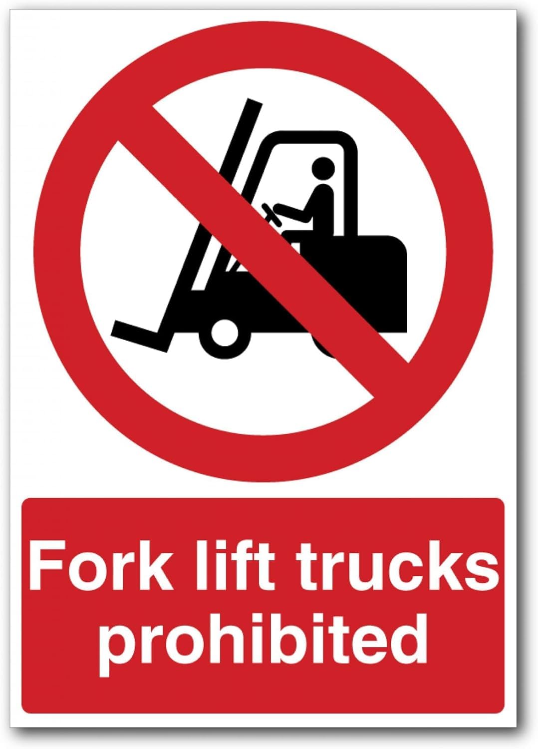 Forklift Prohibited Metal Safety Sign, Industrial Workplace Traffic Restriction Plaque 12x8 Inch