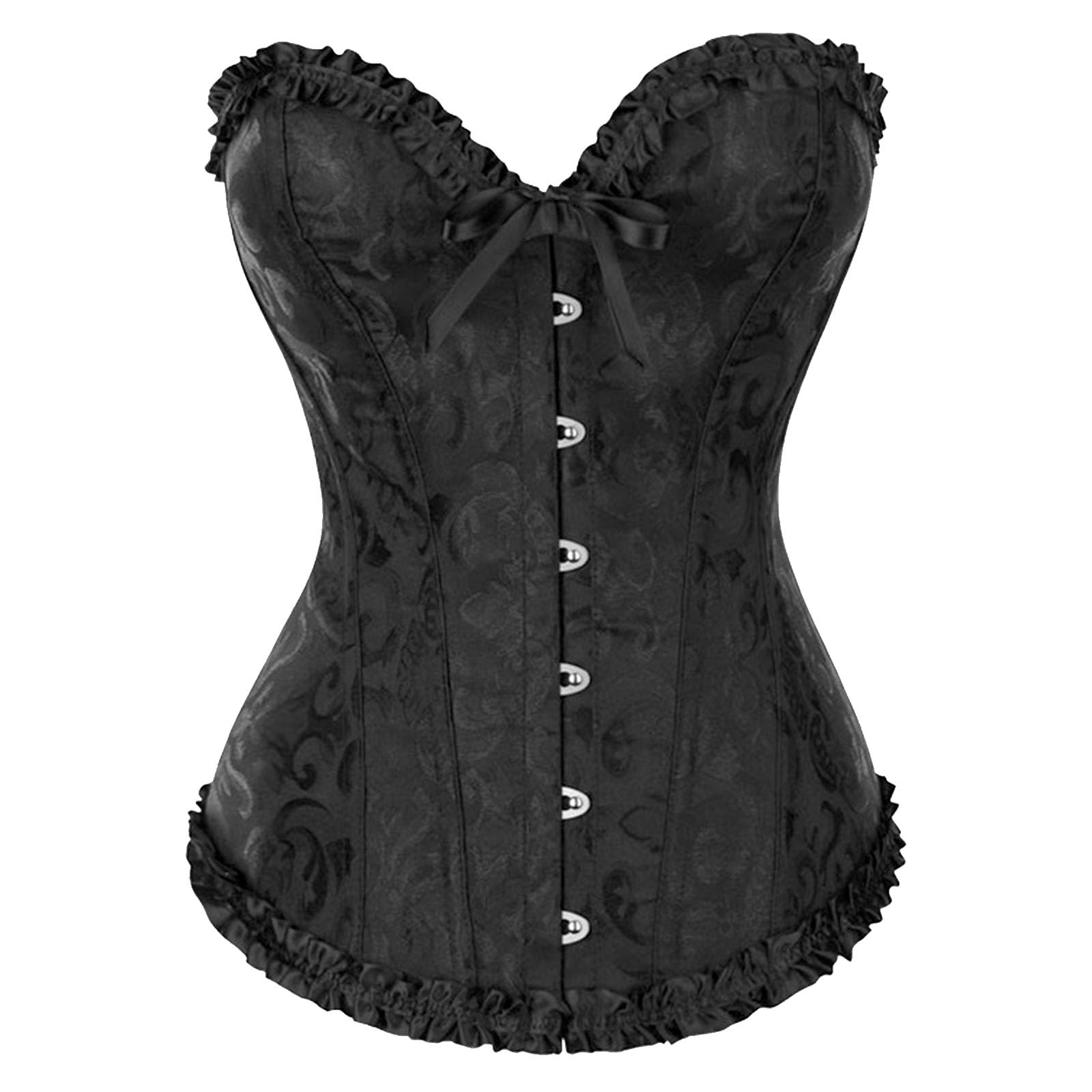 AYNKH Corset femme avec design de bord de dentelle de nœud, corset de cour impériale, motif floral en satin, pour robe de mariée, remodelage du corps, danses, parties