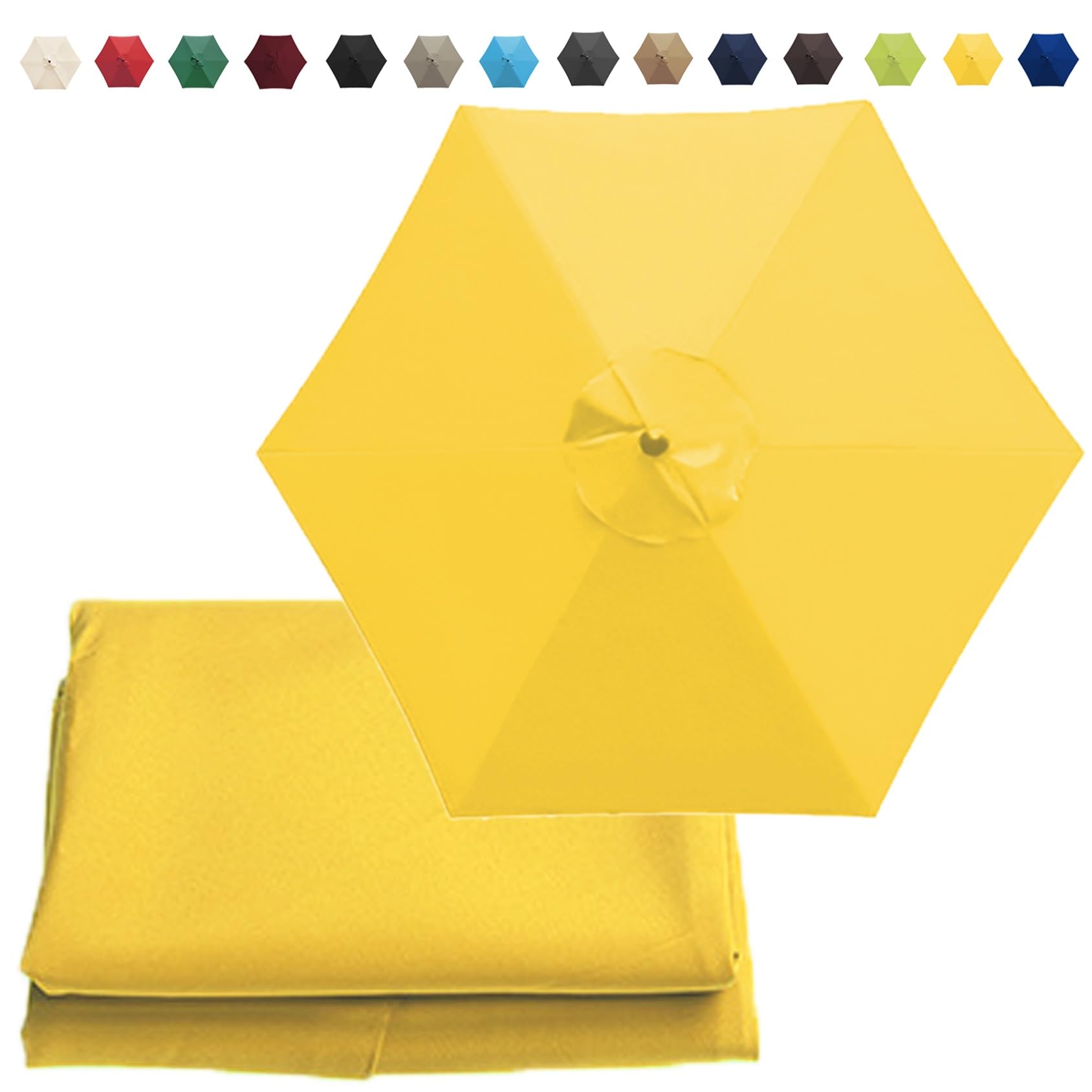 Sun Umbrella Replacement Cloth (Canopy Only) Umbrella Replacement Canopy Cover Outdoor Table Market Yard Umbrella Replacement Top Cover(Color:Yellow,Size:6 ribs-3m(9.8ft))