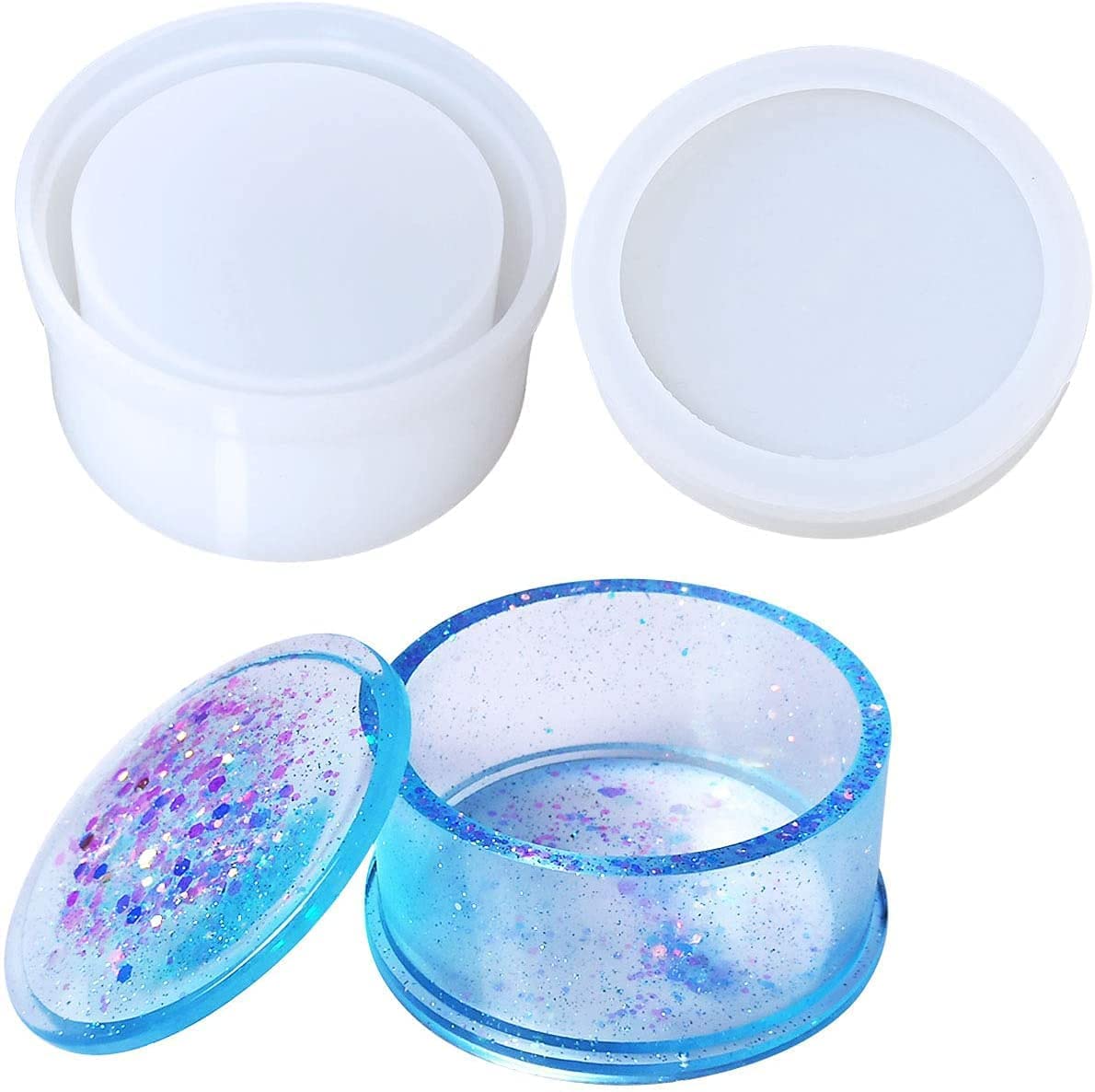 Silicone Storage Box with Lid Mold Jewelry Box Epoxy Resin Molds for Jar Round Trinket Case Flower Pot Crafts DIY Home Decor Jewelry Case Making DIY Resin Casting Molds-image-32