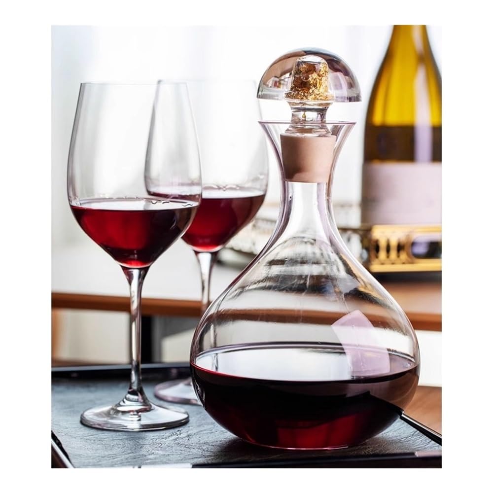 aireador de vino, Jarra decantadora de vino cristal 1000 ml con tapón, ideal for cenas en casa y regalos