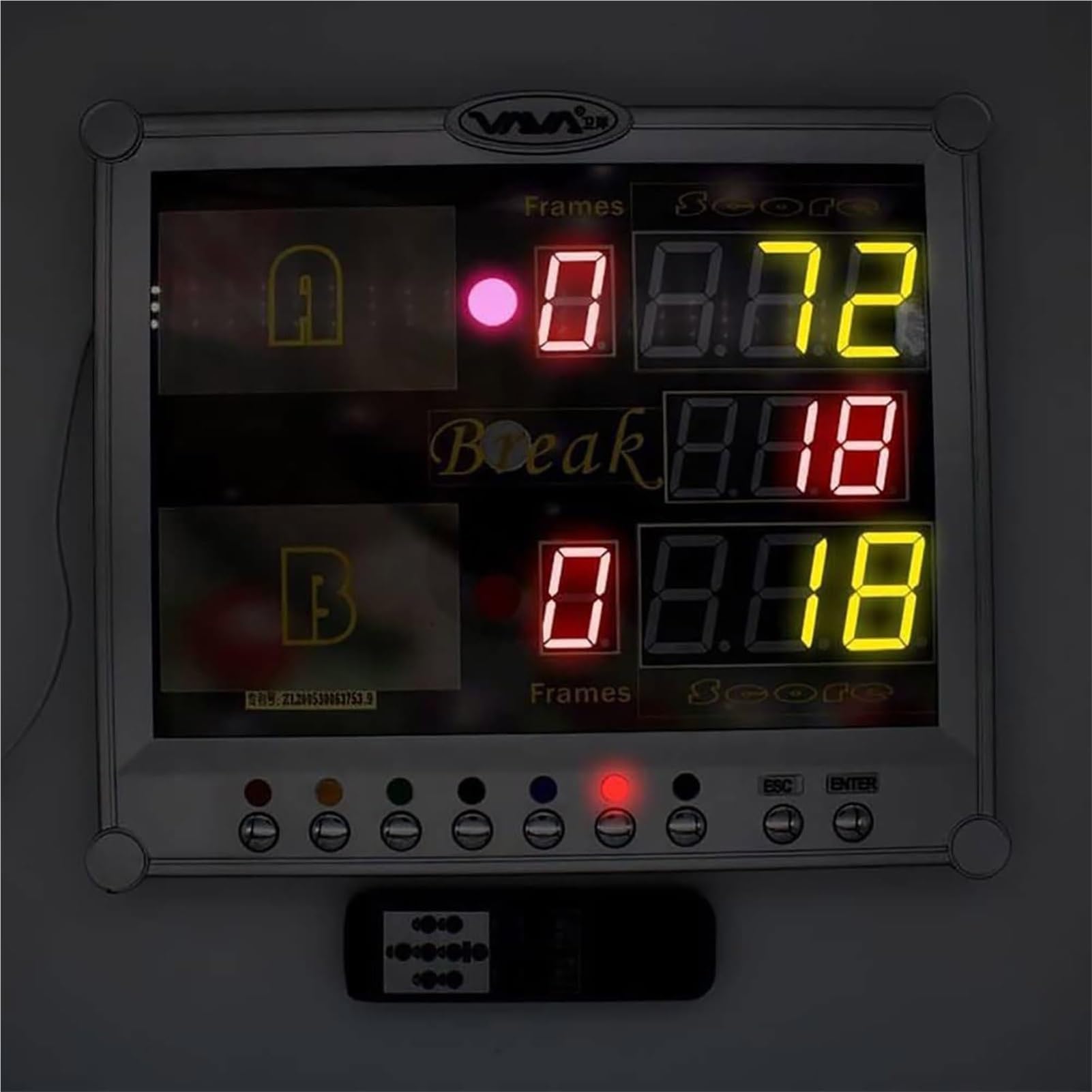 Marcador LED para billar y snooker, pantalla digital con control remoto, montaje en pared, puntuación 0-199