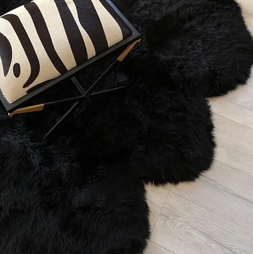 Vista 82 de HUAHOO Alfombra de oveja auténtica de alta calidad, piel de oveja australiana, esponjosa, de lujo, natural, de piel de cordero esponjosa