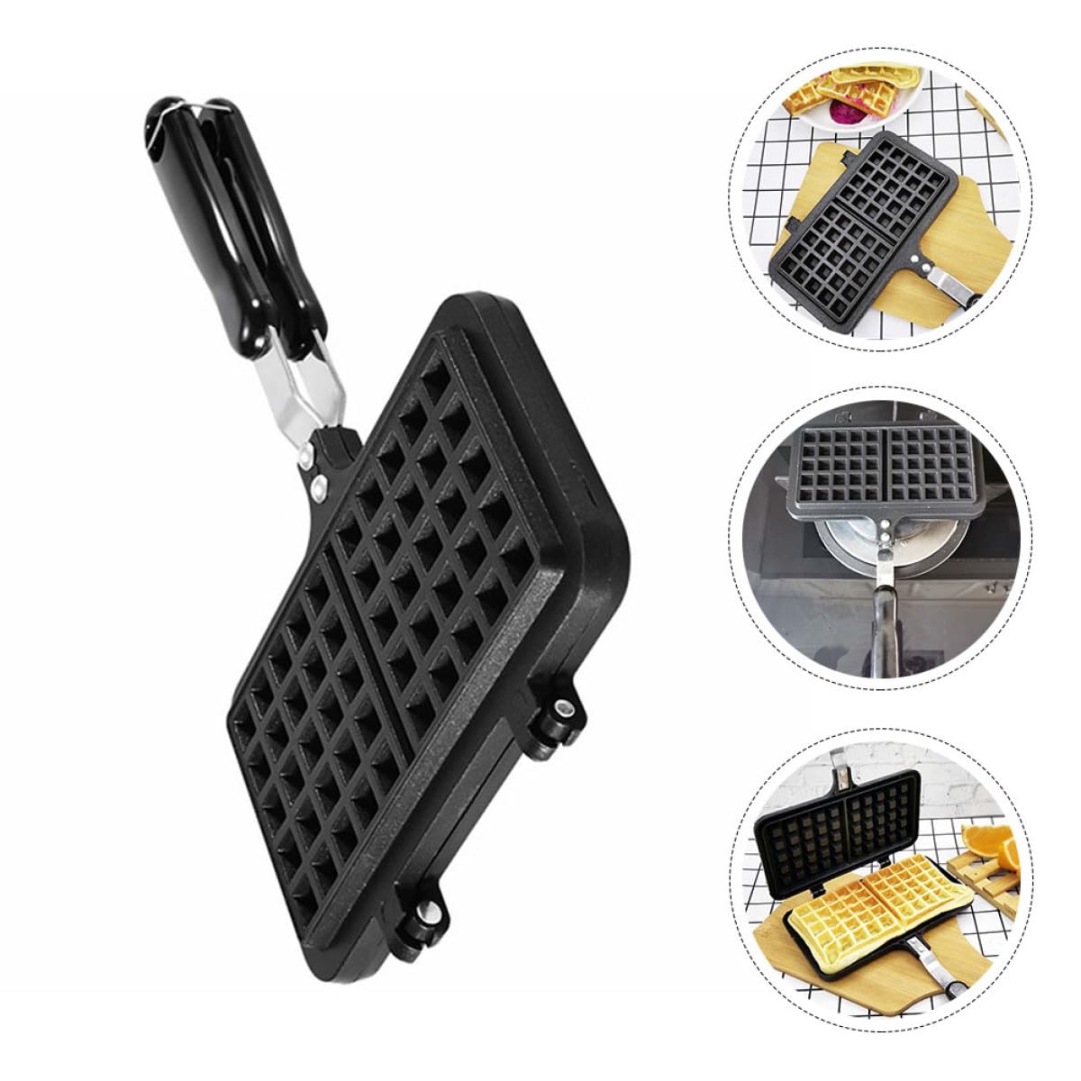 Stampo per Waffles Nero in Alluminio Pressofuso per Forno | Facile da Pulire, Modulo da Cucina per Preparazioni Fai da Te, Uso su Gas