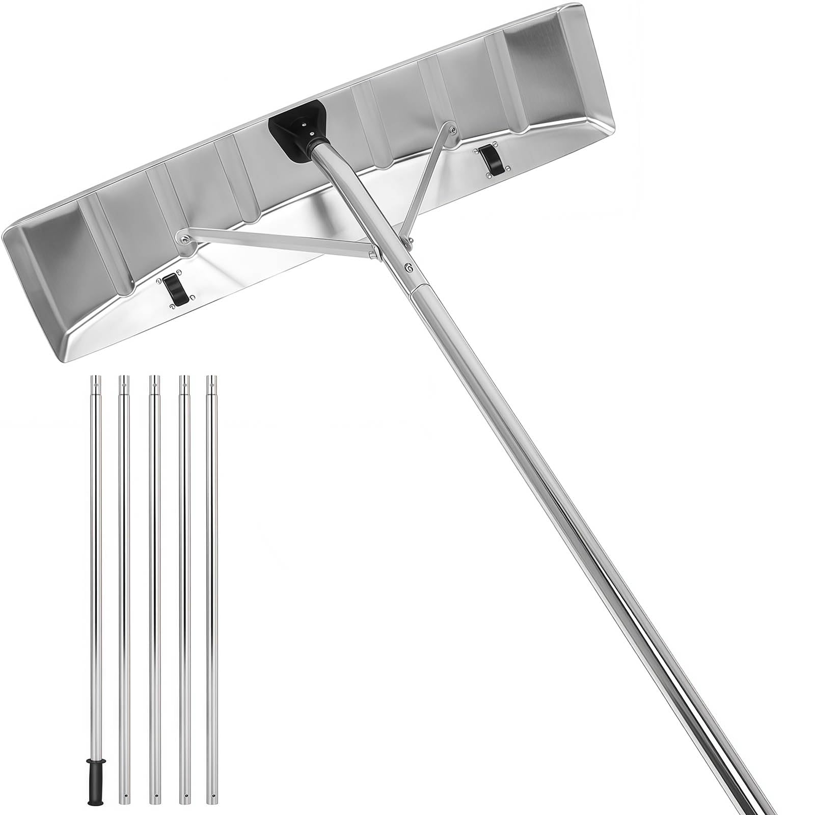 Regulowana teleskopowa łopatka dachowa, 6 m łopatka do śniegu z kółkami, ostrze 66 cm, wytrzymałe aluminium do usuwania lodu i zanieczyszczeń