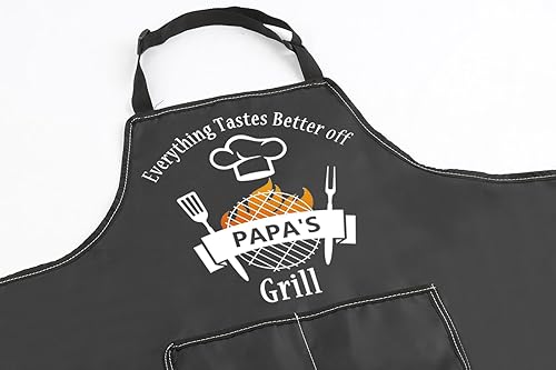 Miniatura 3 de VAMSII Delantal de parrilla de Papa Everything Tastes Better Off Papa's Grill Delantal divertido regalo para amantes de la parrilla, delantal de chef