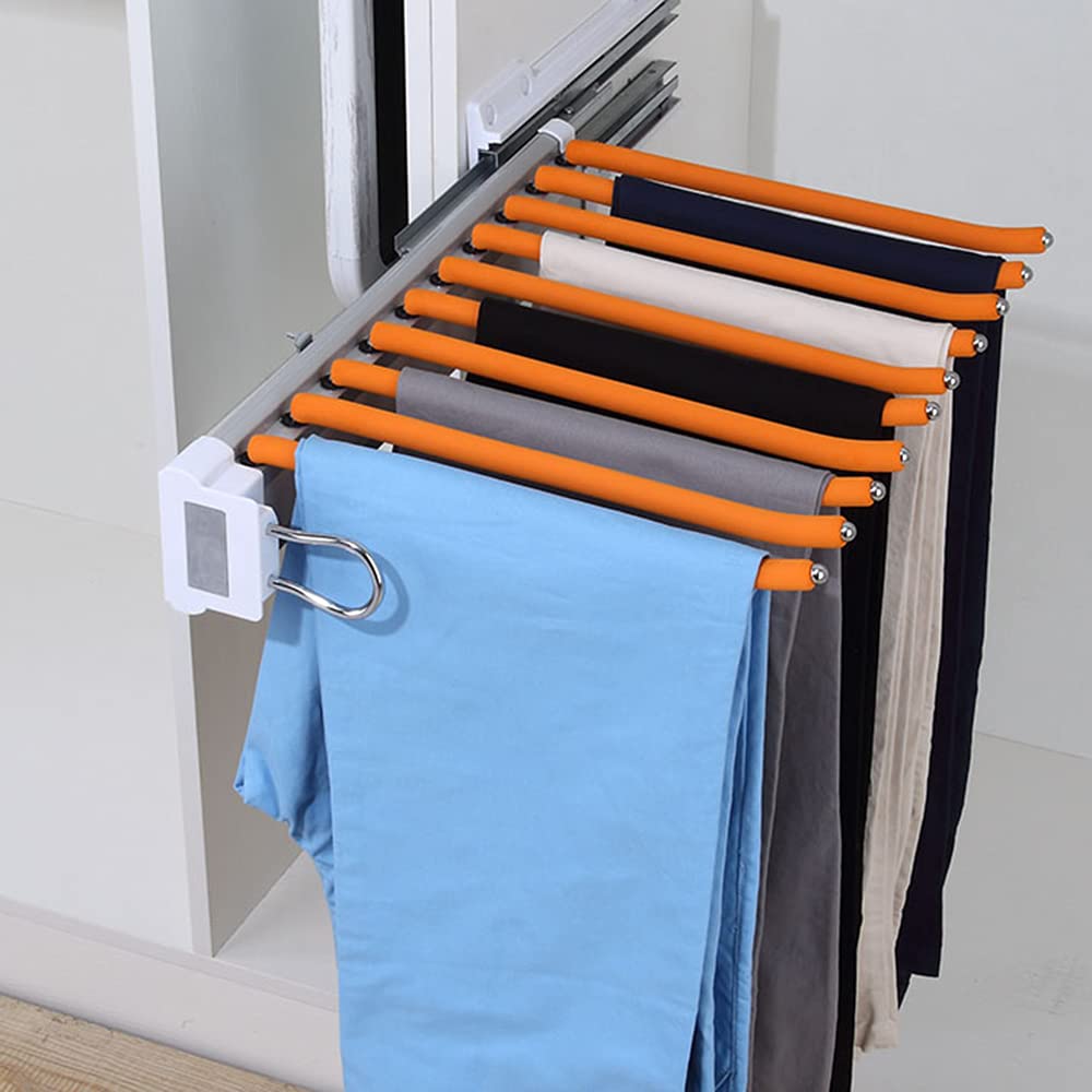 WMYYZYQ Retractable Closet Hanging Rack - Pull Out Pants Hangers & Organizer, Space-Saving Side-Mounted Storage for Towels, Scarves & Accessories - Maximize C,C-60-85CM