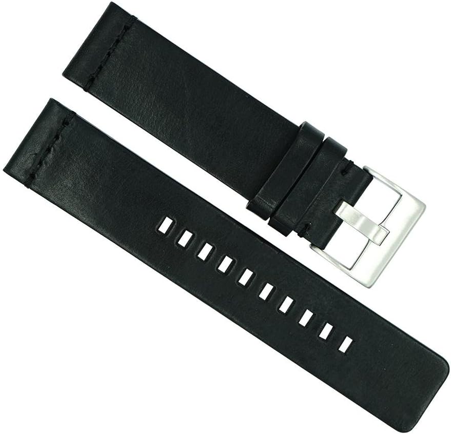 Hadley-Roma20mm Chromexcel Horween Matte Black Leather Watch Strap