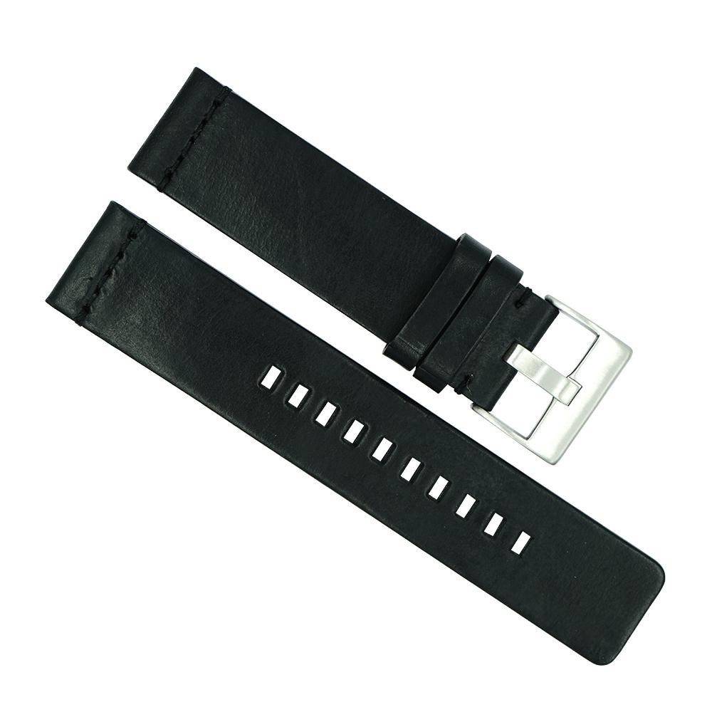 Hadley-Roma20mm Chromexcel Horween Matte Black Leather Watch Strap