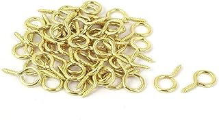 Lon0167 New Jewelry Garden Featured Vine Wire 2.1mm Reliable Efficacy Thread Dia Eyelet Screw Eye Hook Gold Tone 50pcs(id:4a8 19 cc EBA)