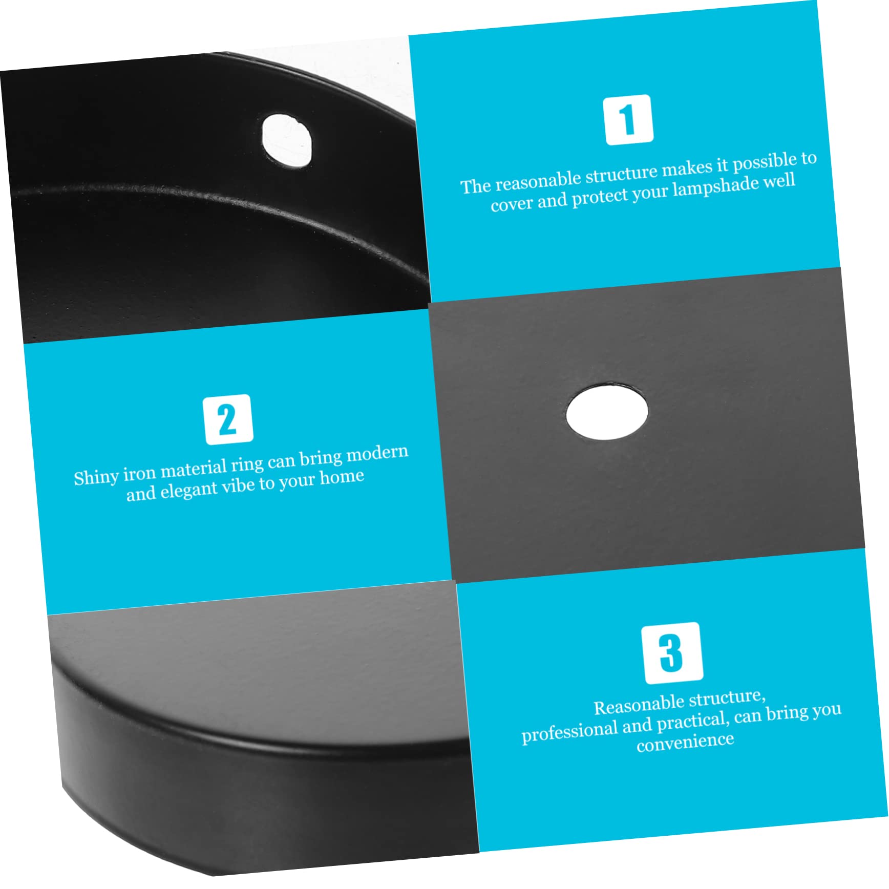 Tofficu Lot de 6 Plaques de Recouvrement pour Luminaire Suspendu en Métal Noir, Capacité de Charge Élevée, Installation Facile, pour Cafés et Éclairage Industriel