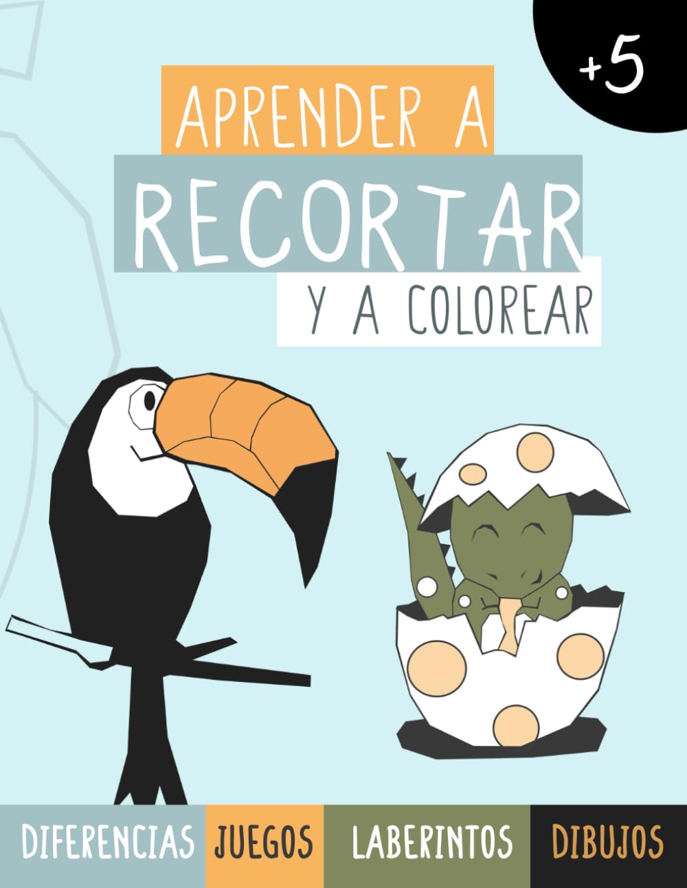 Aprender a recortar y a colorear para niños - a partir de 5 años: Dibujos tropicales, diferencias, laberintos, juegos, leer… / Cuaderno de actividades ... la atención y la sobrecarga sensorial)