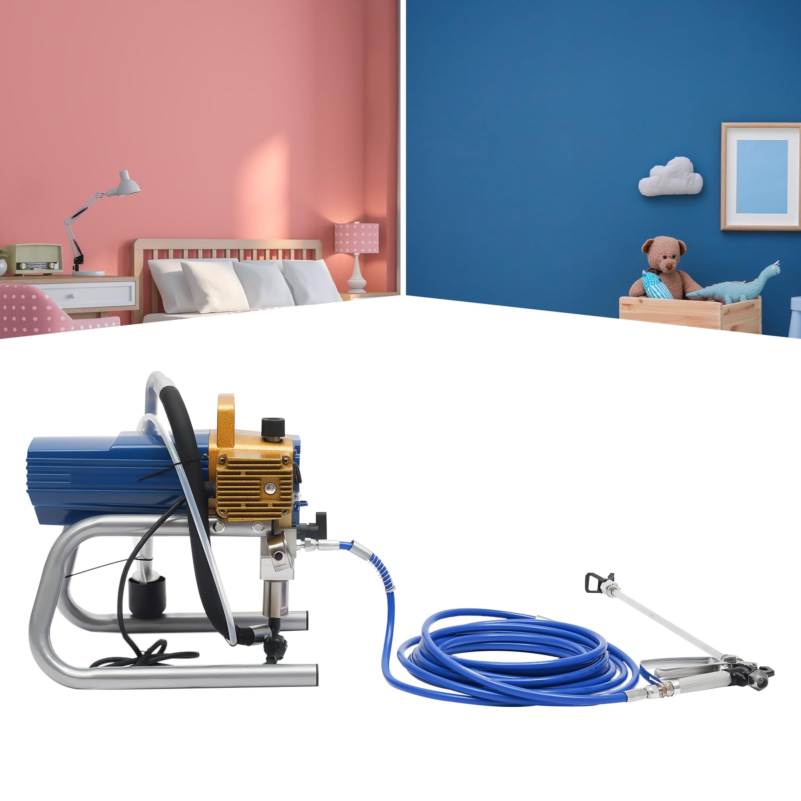 Airless - Pulverizador de pintura para pared, 1500 W, pistola de pintura eléctrica, pulverizador de pintura en polvo para barnices y barnices en el jardín, vallas y pintura de paredes