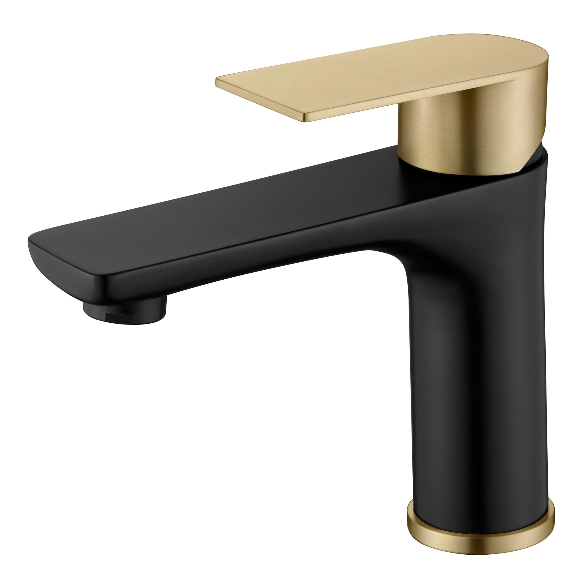 SUMERAIN Modern 304 Stainless Steel Bathroom Faucet Lead-Free Vanity Sink Faucet Black&Gold Single Handle Washbasin Faucet