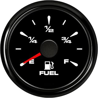 Marine Fuel Gauge,Waterproof Gas Meter,5 Signals Adjustable 240-33ohm 0-190ohm 240-30ohm 0-180ohm 10-180ohm,8-Color Backlight, 9-32V for Boats, RVs, Yachts, Motorcycles, Trucks, Cars,Vehicle (Black)