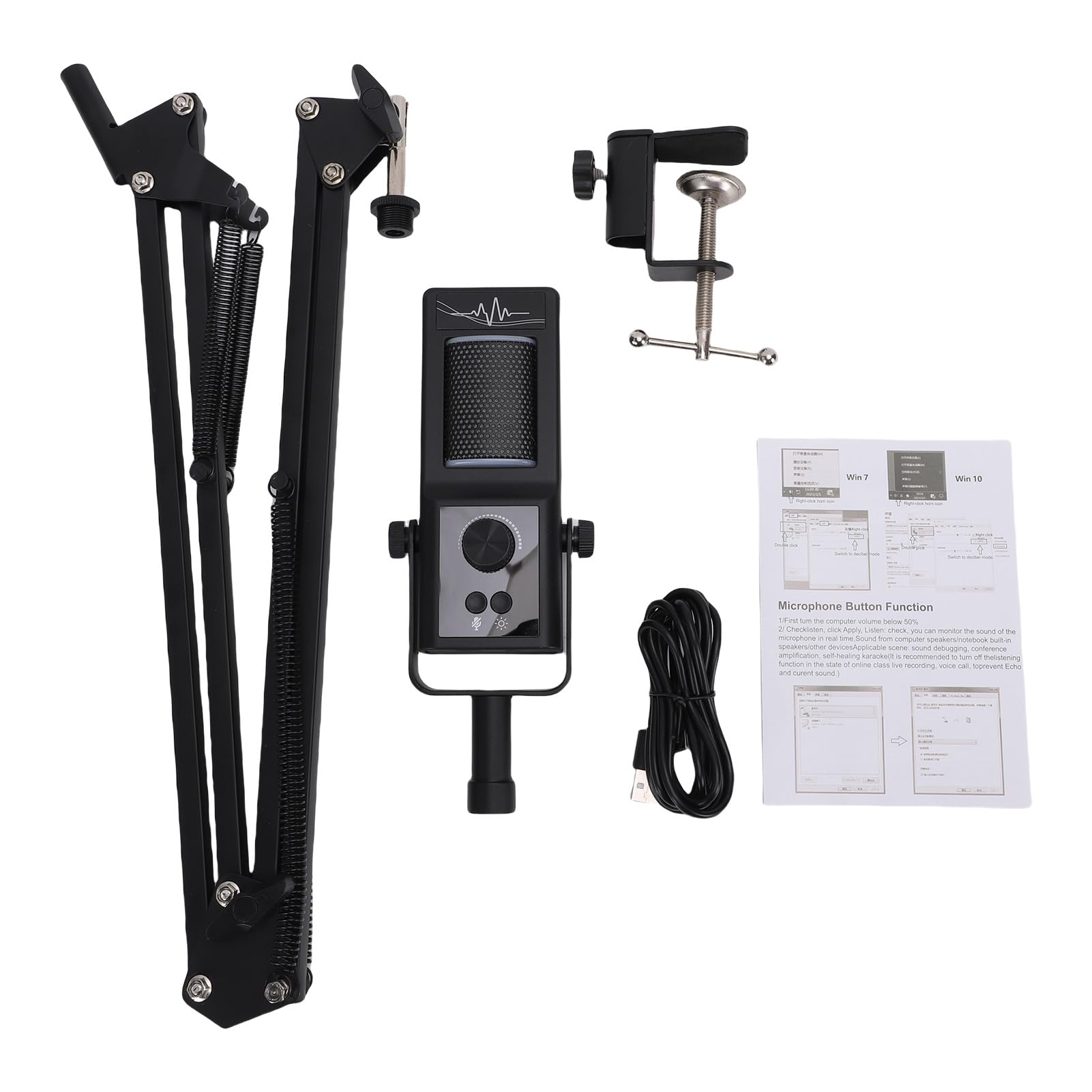 Podcast-Mikrofon-Set, RGB-Beleuchtung, USB-Kondensatormikrofon, Stream-Gaming, Typ-C-Stecker
