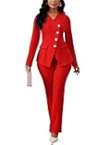 Pant Suits for Women Dressy Long Sleeve Blazer Jackets and High Waisted Wide Leg Pants Sets 2 Piece Work Outfit 2025