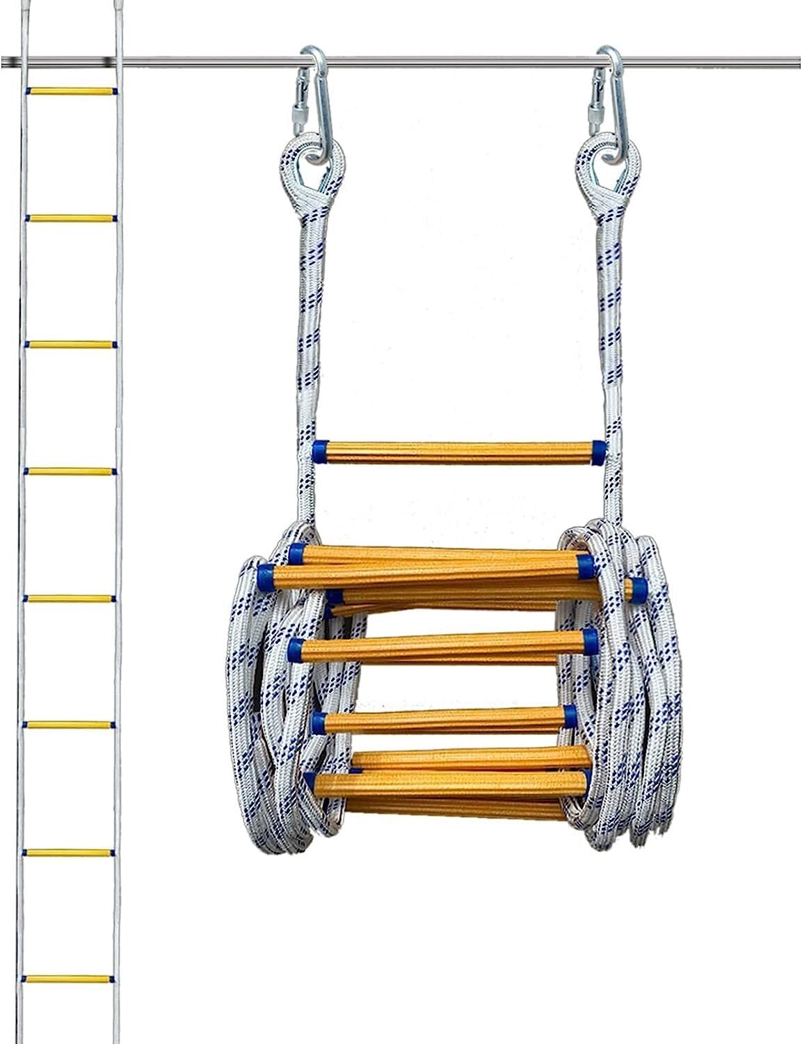 Rope Ladder, Fire Escape, Emergency Rescue, Flame Retardant With Hook And Loop, Rapid Deployment(18m/59ft)