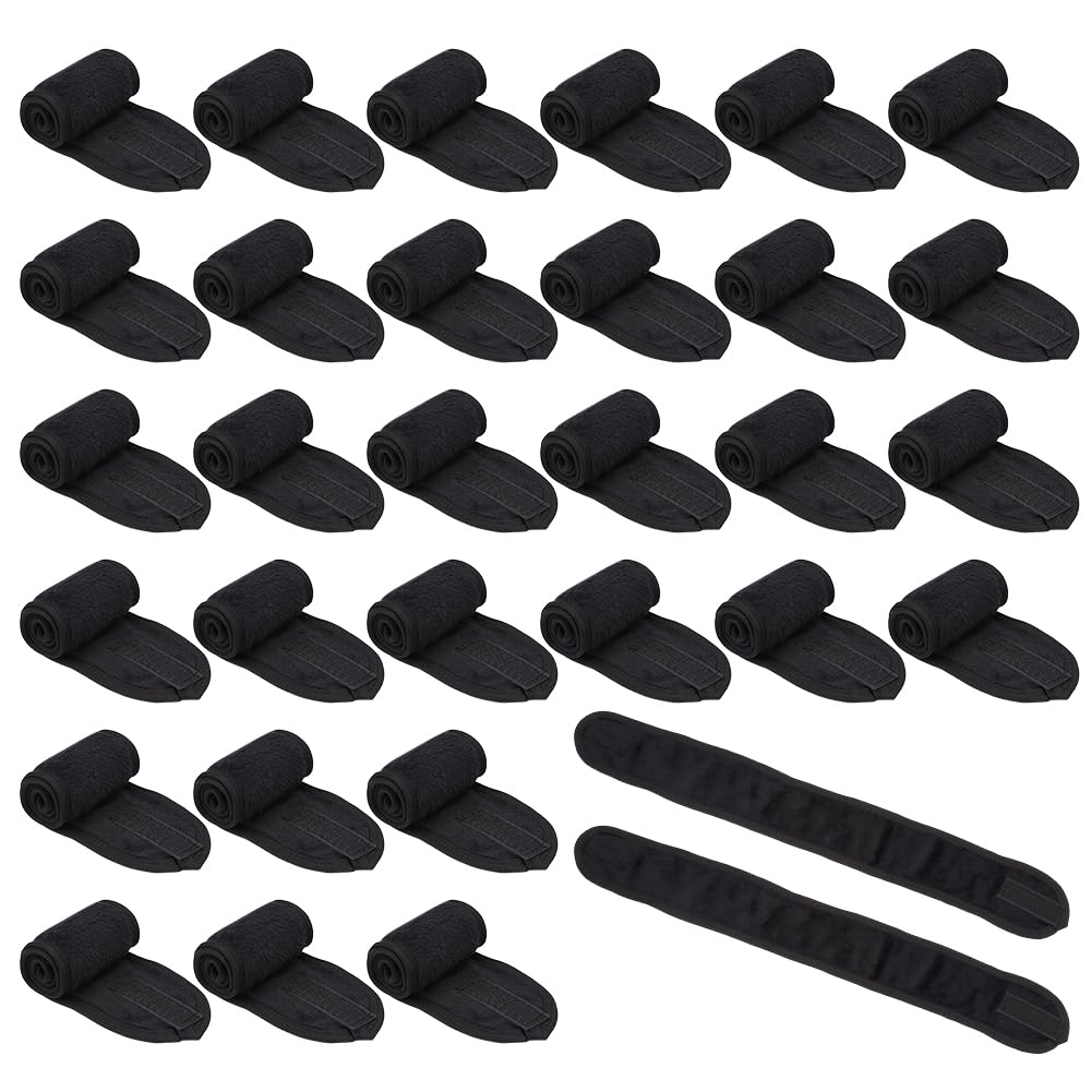 36 fasce elastiche per capelli, per il trucco, per il lavaggio del viso, regolabili, con , per yoga, sport, colore: nero