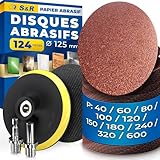 S&R Papier à Poncer 125mm – Lot 120 Disque Abrasif 125mm Grain 40, 60, 80, 100, 120, 180, ...