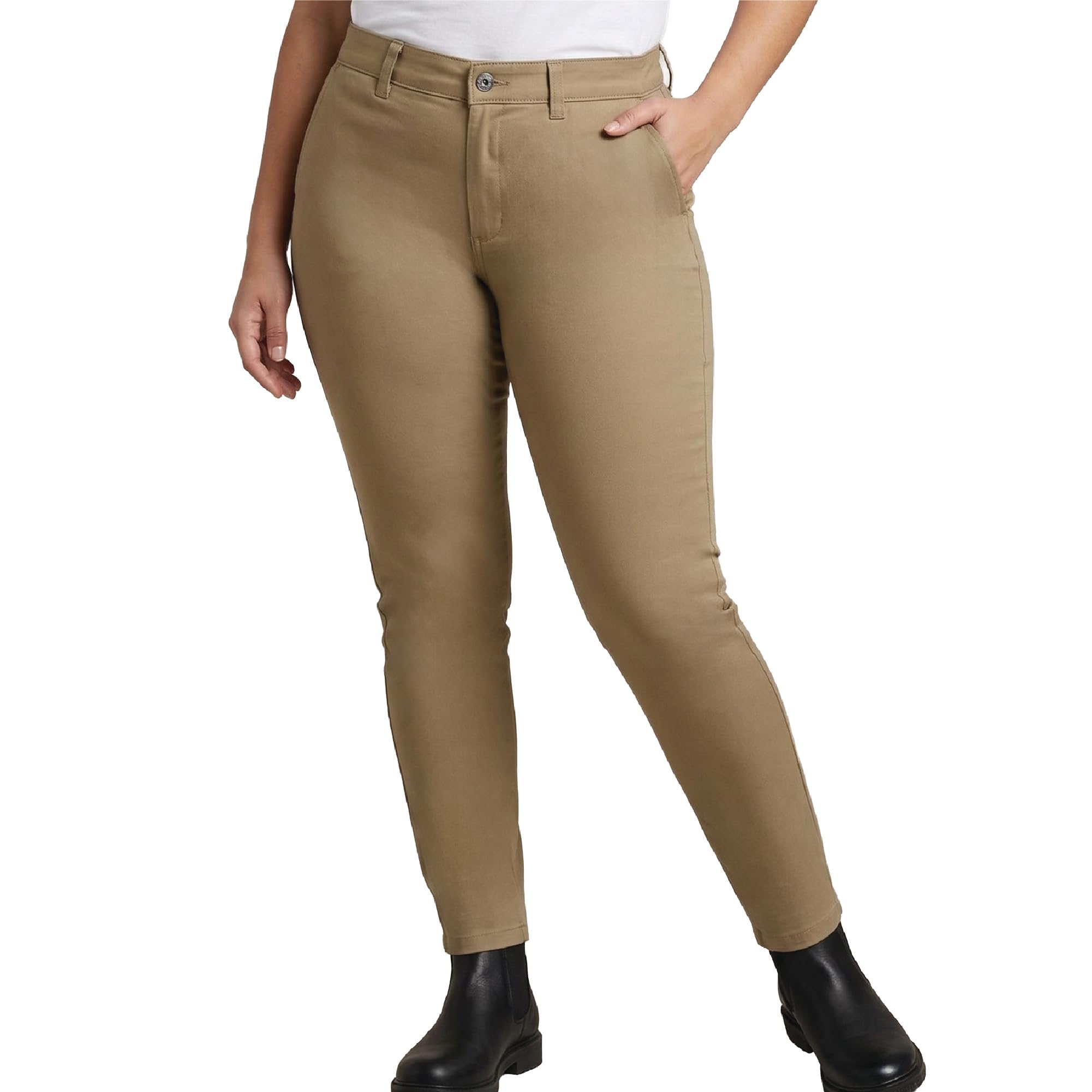 Dickies Womens Plus Size Work Pants - Slim Fit Casual Skinny Leg Twill Work Pants for Women - Size up for Ideal Fit