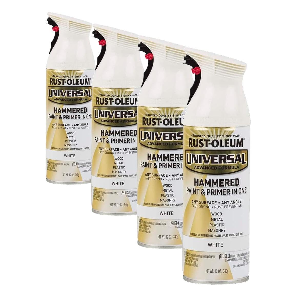 Rust-Oleum 267298 Universal All Surface Hammered Spray Paint, 12 oz, White (Pack of 4)