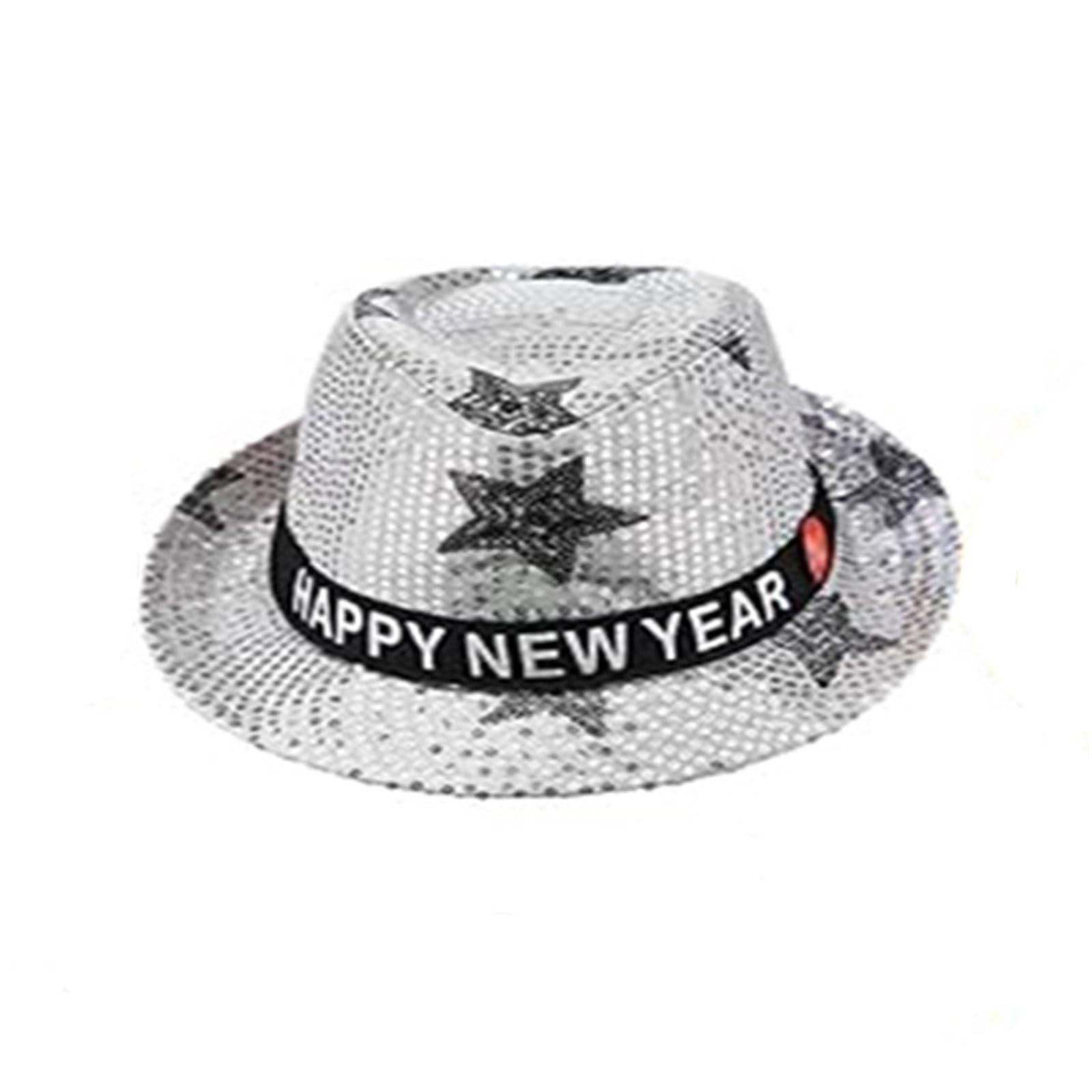 Elnwnnkc Unisex Silver Shimmering Flashing Hats Sparkling Sequins Hats Charm With Glitters For Festival New Year Celebration Party Hat