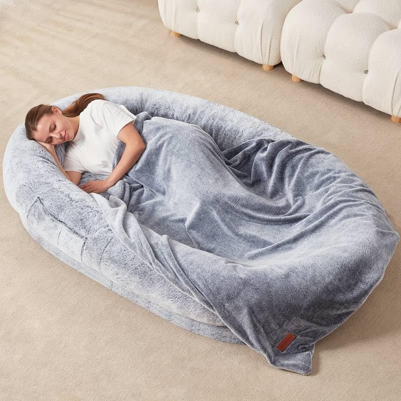 Lit pour chien humain XXL gris 175x100cm pour adulte