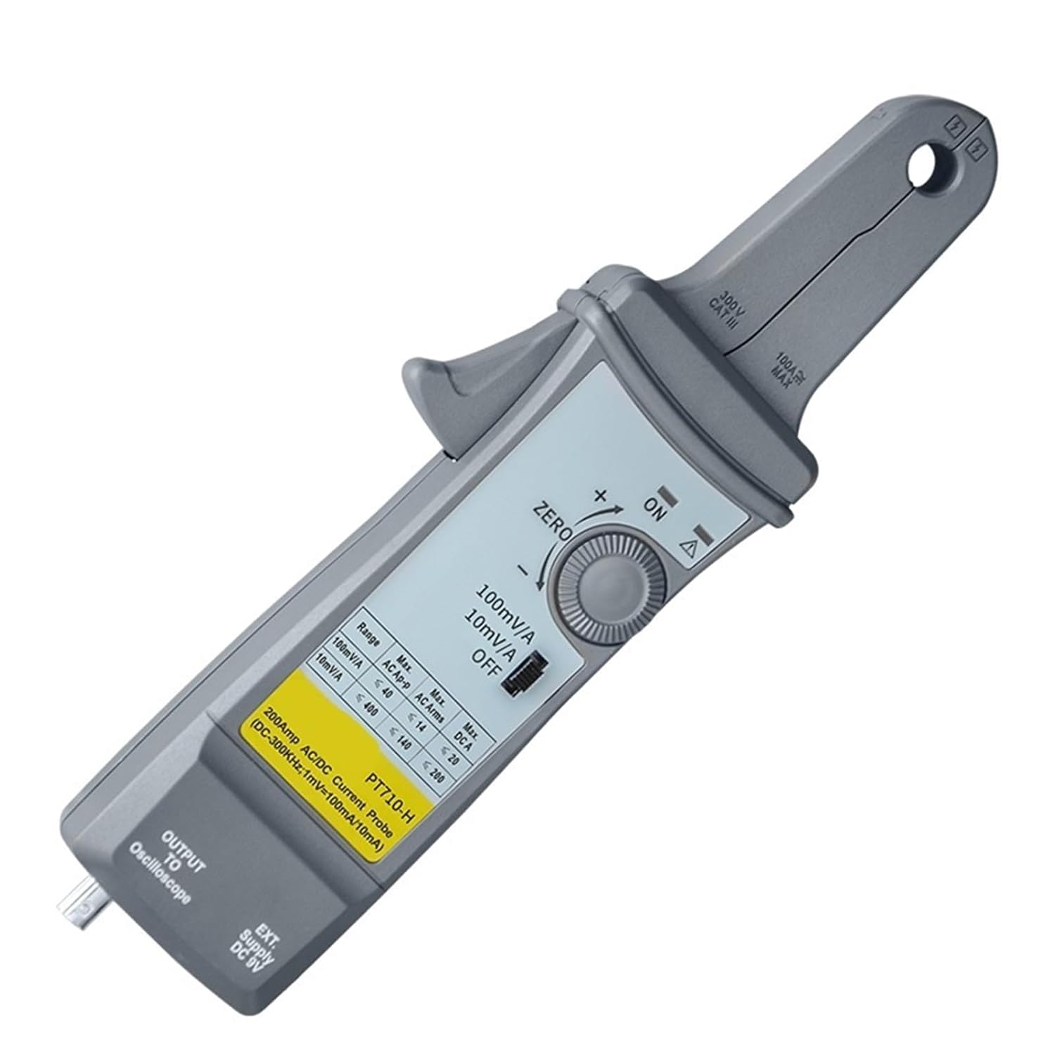 PT710-H AC/DC Oscilloscope Current Probe, Current Clamp Probe, 300kHz, 400A, Clamp Meter with BNC Connector