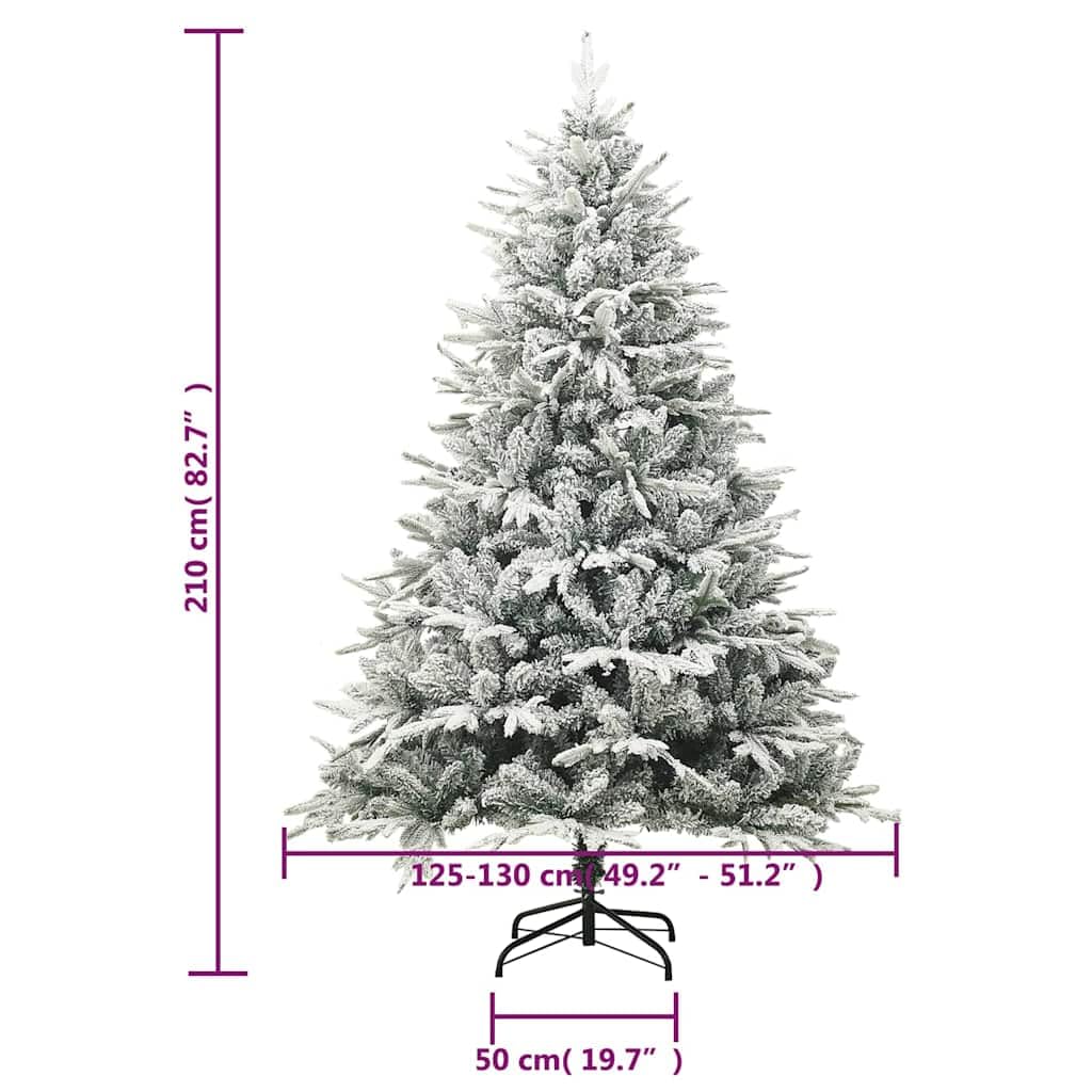 Künstlicher Weihnachtsbaum beschneit Grün 210 cm mit 120 cm Durchmesser, 248 PE Spitzen, 957 PVC Spitzen, Stahlständer, naturgetreu für Wohnzimmer, Garten, Büro, Winter Dekoration