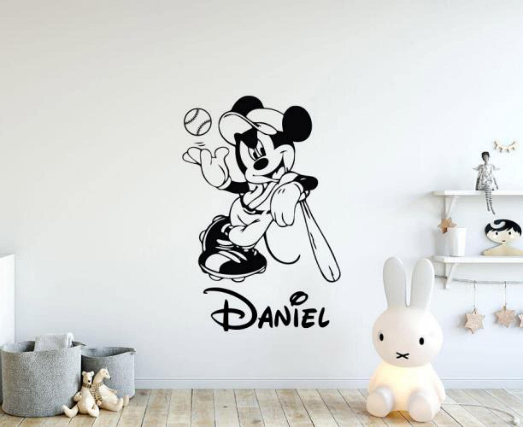 Buy CarolGreyDecals Personalized Mickey Mouse Wall Decal Baseball Vinyl