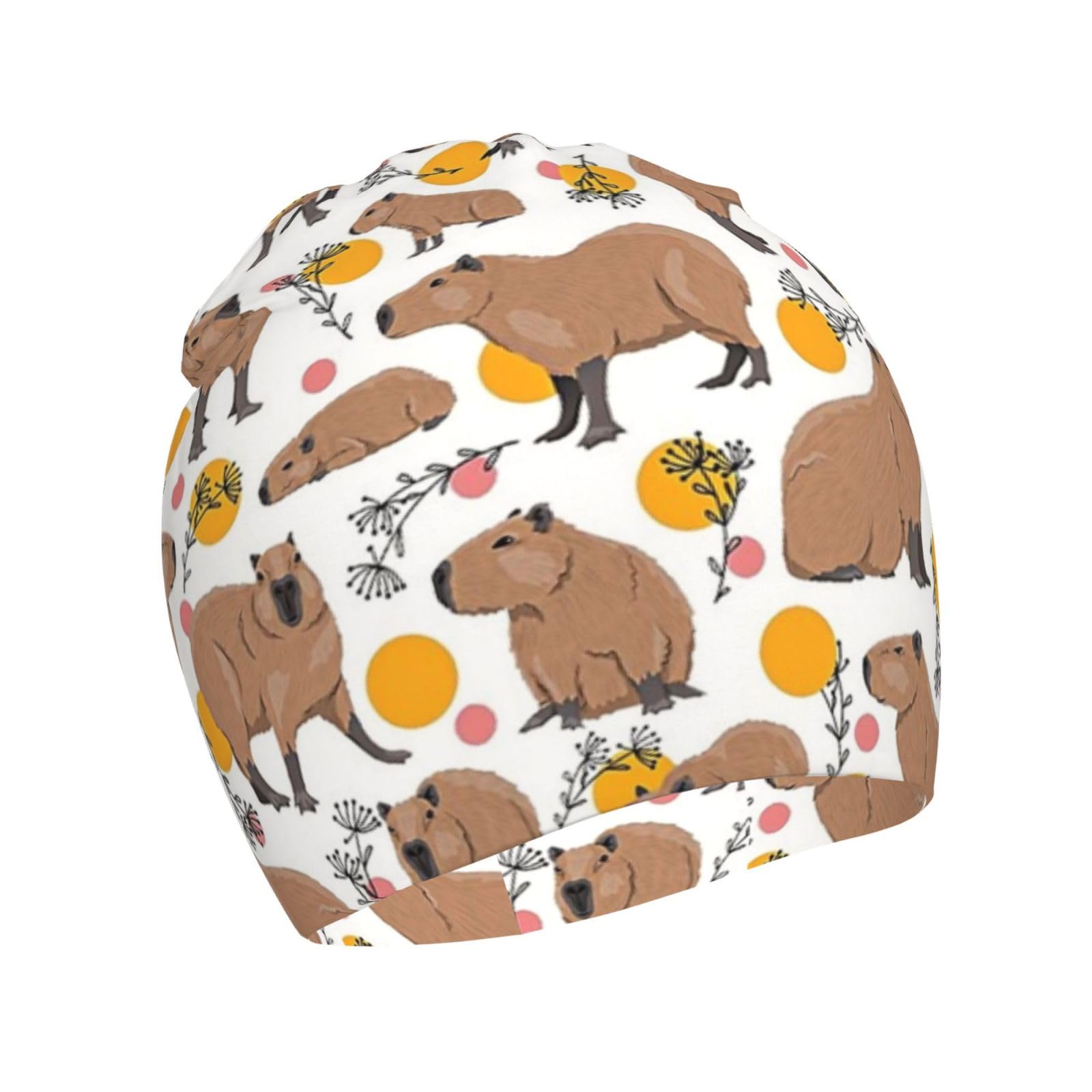 Animal Capybaras Pattern Kids Beanie Hats Warm Knit Beanie Cap Skull Caps Gifts Decor for Boys Girls White