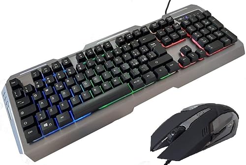 MYKA Kit Tastiera e Mouse Gaming KM-G1 Tastiera in Metallo RGB Alluminio Retroilluminata Mouse 3200DPI 6D alluminio 7 colori