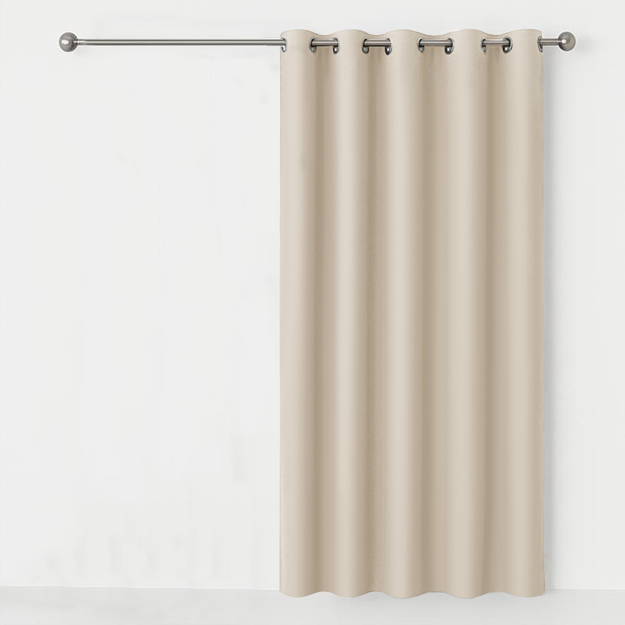 Ameha Cream Eyelet Blackout Curtains 66X84 Inch Super Soft Thermal Insulated Black Out Ring Top Curtains For Living Room Darkening Window Treatment With Tieback, 1 Panel