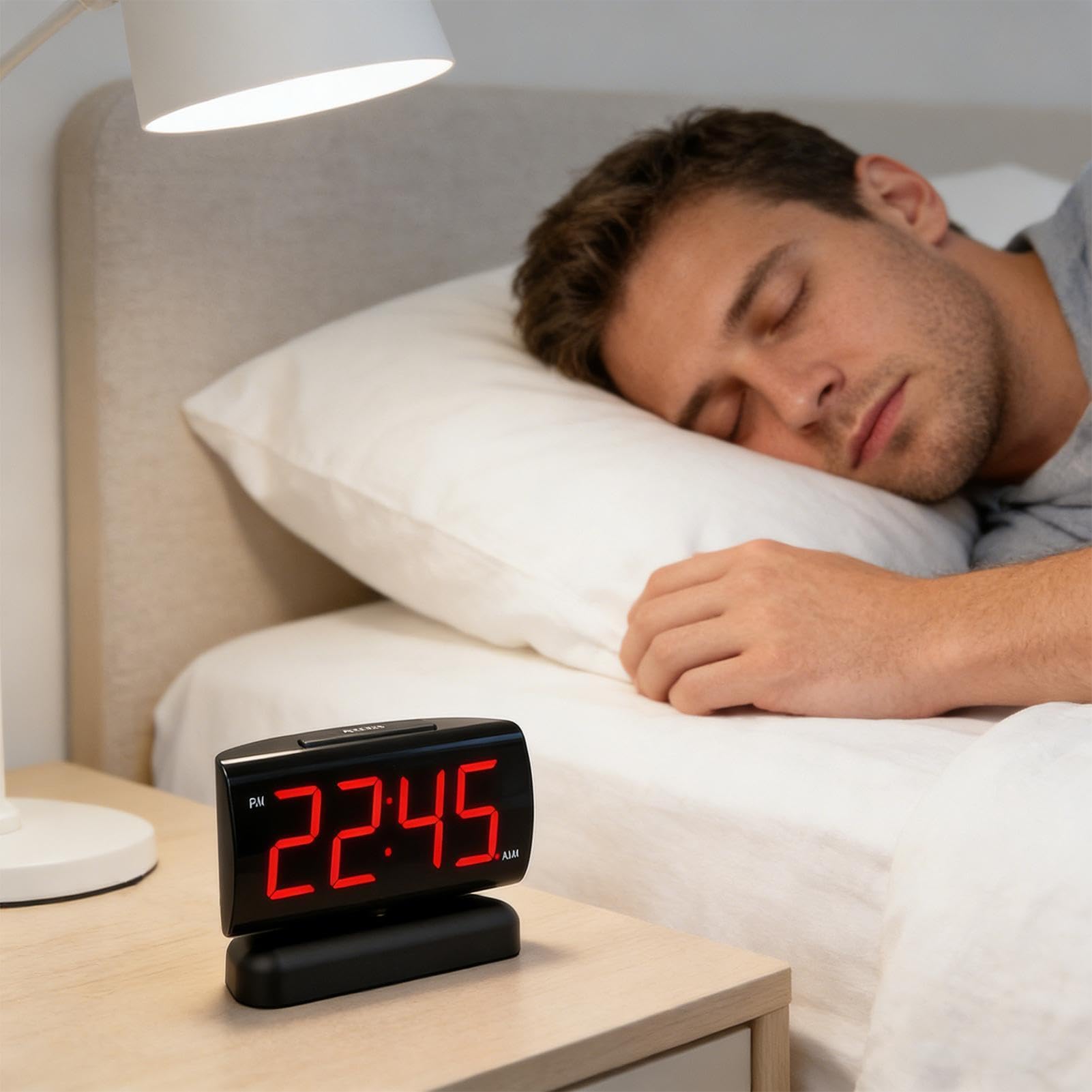 Reloj Digital LED Pantalla LED con Dígitos Rojos y Alarma para Escritorio
