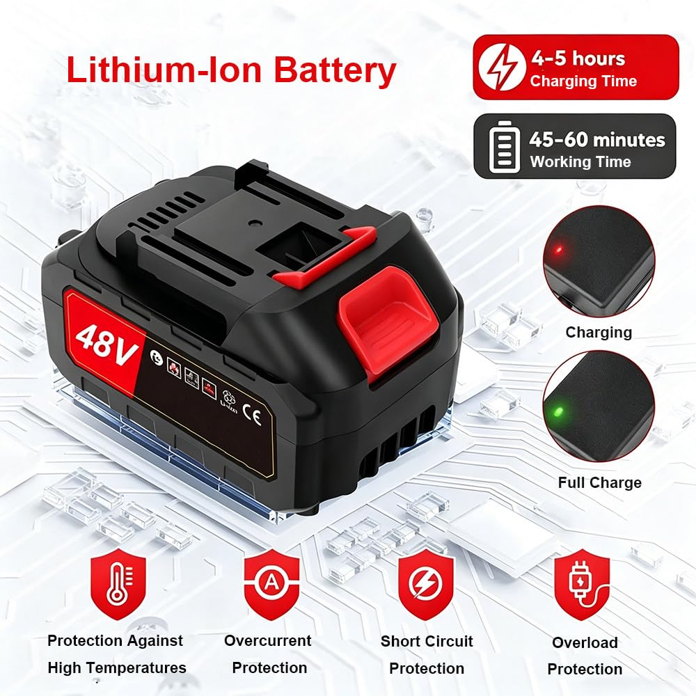Decespugliatore Elettrico,Con Set Di Lame 3-In-1,48v Senza Fili,Asta Telescopica Regolabile,12000 Giri/Min,Protezione Di Sicurezza Intelligente,Impugnatura Monomano,Ideale Per Cortili,Giardini B
