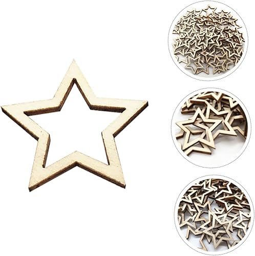 Miniatura 3 de EXCEART 300pcs Five-Pointed Slice Ornaments Hollow Out Wooden Decorations for Xmas Tree Hanging Party Hangings Home Decor Lightweight and Craft