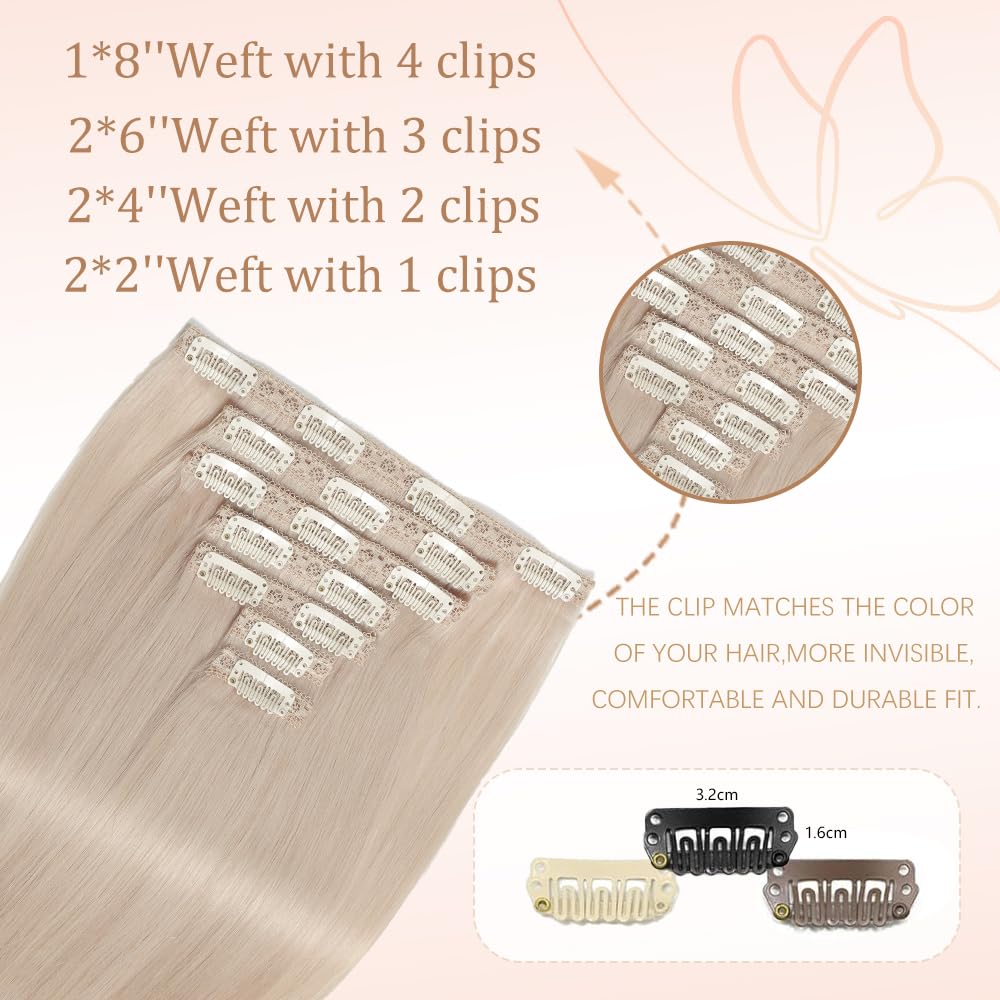 HotLulana Extension Capelli Veri Clip 7pcs 50cm 120g Extension Capelli Veri 20 Pollice Extension Capelli Clip Invisible Extension Clip Capelli Veri Clip IN Extension Human Hair 18K#