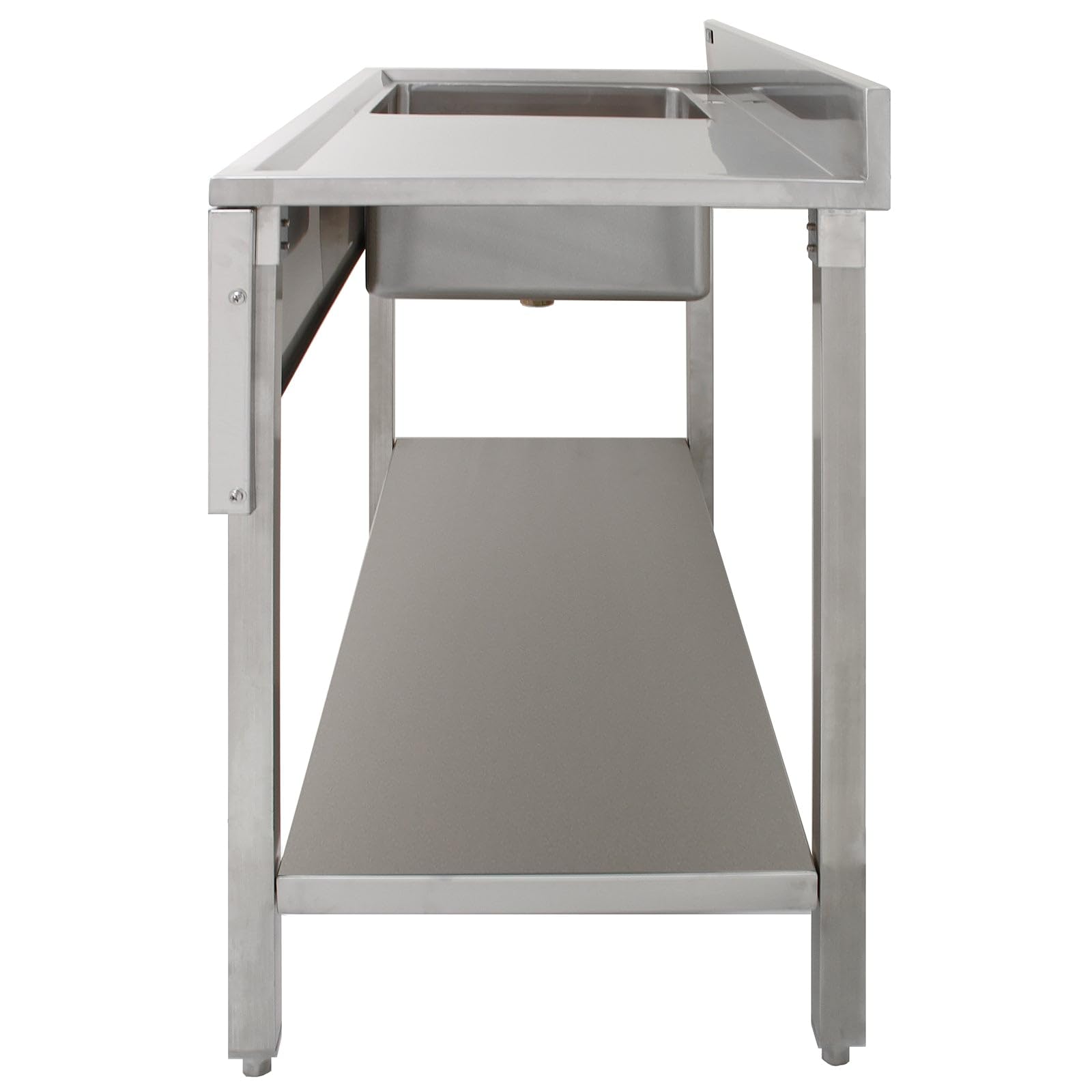 Évier Cuisine Commercial en Acier Inoxydable & Robinet de Pré-rinçage - Drainage Egouttoir à Droite- Parfait pour Restaurants, Cantines, ... [Bouchons & Microfibres GRATUITS]