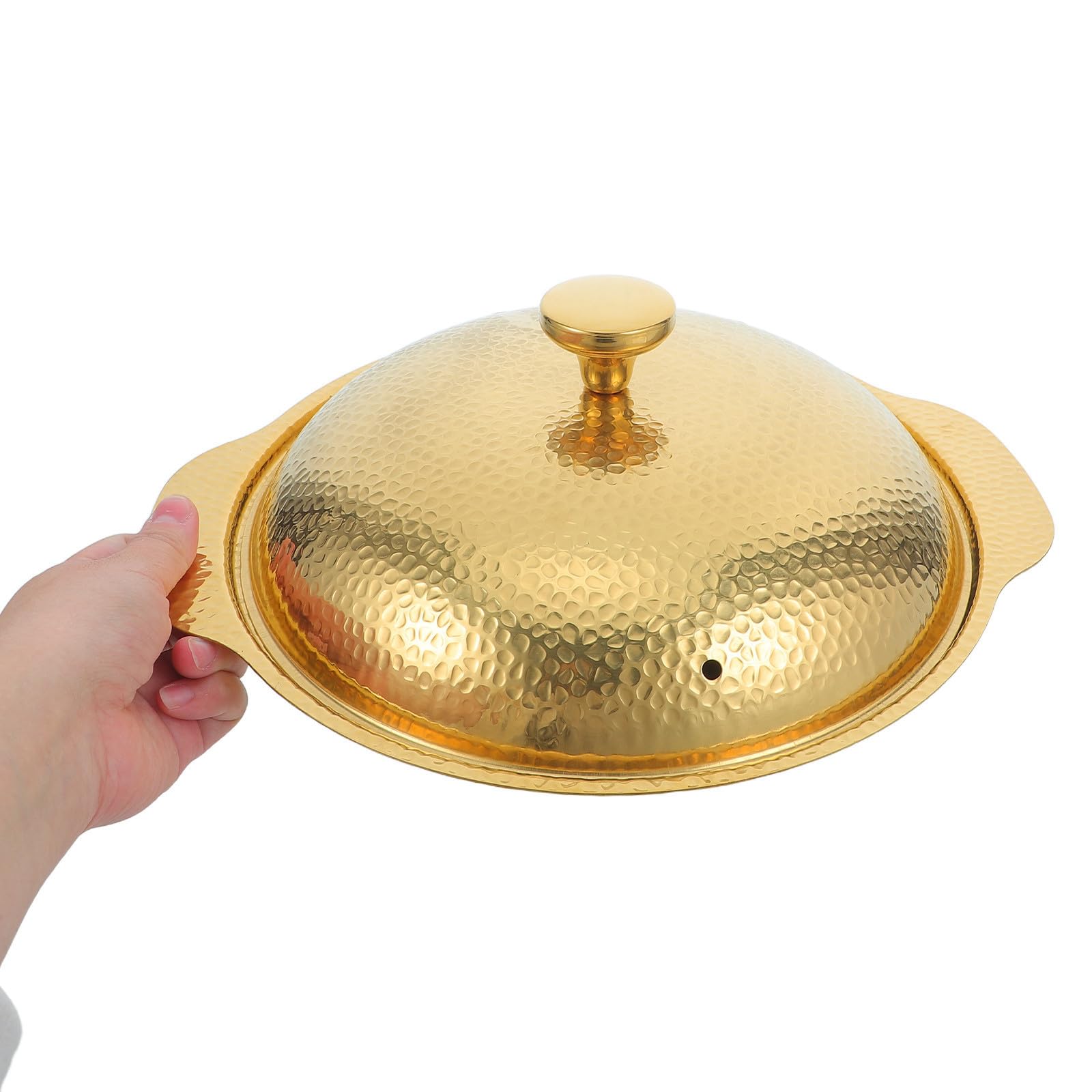 MAGICLULU Padella per Paella Fondo Piatto e Coperchio Doppia Maniglia in Acciaio Inossidabile con Design Martellato Distribuzione Calore Uniforme per Cene a Casa