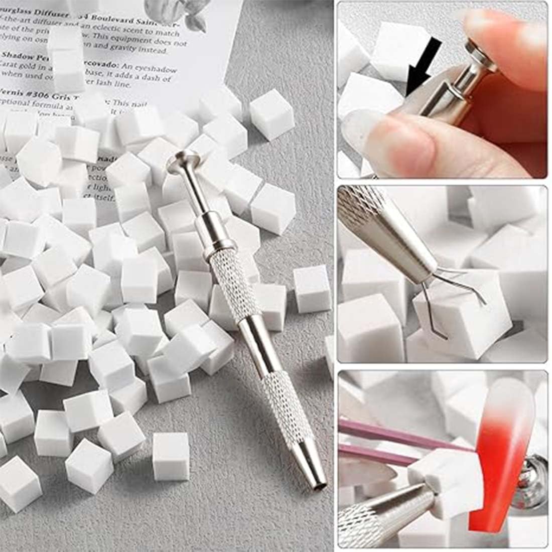 50 Pezzi di Spugna Unghie con Pinza Metallica, Pennelli Unghie, Unghie Ombre Design, Strumenti per la Nail Art Pennello di Spugna, Usato per Creare una Varietà di Modelli di Nail Art Sfumati